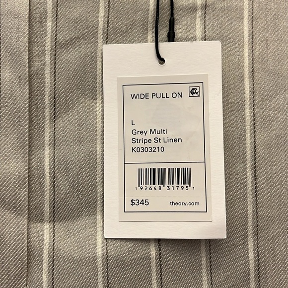 THEORY NWT Wide Leg Pull On Grey Multi
Stripe Linen Pant - Size L - Picture 5 of 10